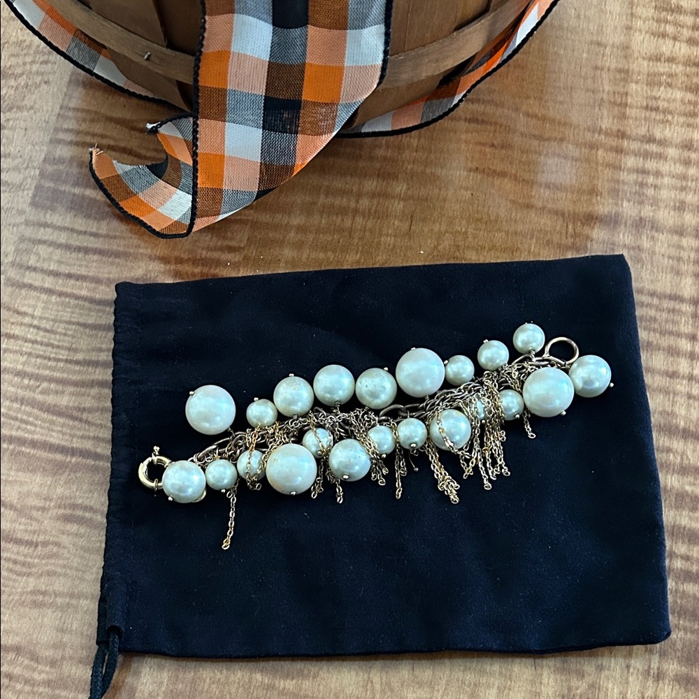 J. Crew Gold and Cream Pearl Bracelet